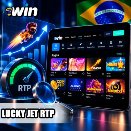 Lucky Jet em tablet com curva de multiplicador e indicador de RTP sem percentuais inventados.