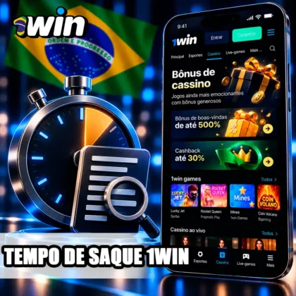 Interface da 1win com cronômetro e documento para análise de atrasos no saque.