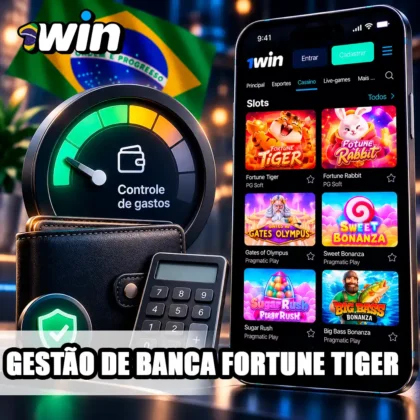 Fortune Tiger no celular com carteira, calculadora e indicador de limite do orçamento de jogo.
